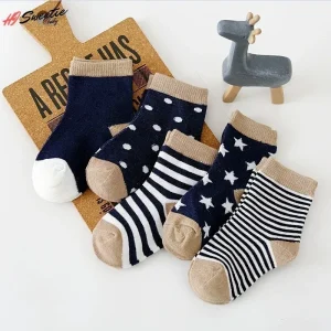 5 Pairs Kids Design Cotton Socks