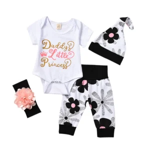 4-Piece Newborn Baby Girl Outfit Set