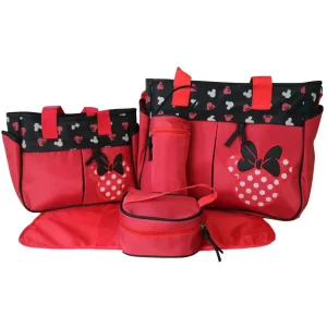 🎒 Disney Mickey & Minnie Large Diaper Bag Tote – 5-Piece Set ✨ Choose Color